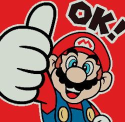 A GIF of Super Mario giving a thumbs-up to the viewer. The text "OK!" is shown next to him.